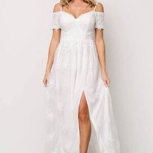 Elegant White Lace Off-Shoulder Dress - Large
